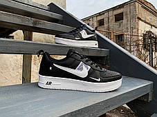 Чоловічі кросівки Nike Air Force 1 (41-46) Black/White чорні з білим, фото 4