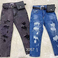 Детские модные джинсы для девочек с сумочкой оптом 4---14лет