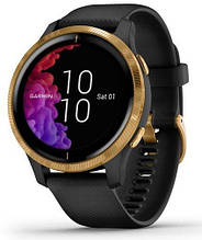 Смарт-годинник Garmin Venu Gold Stainless Steel Bezel with Black Case and Silicone Band