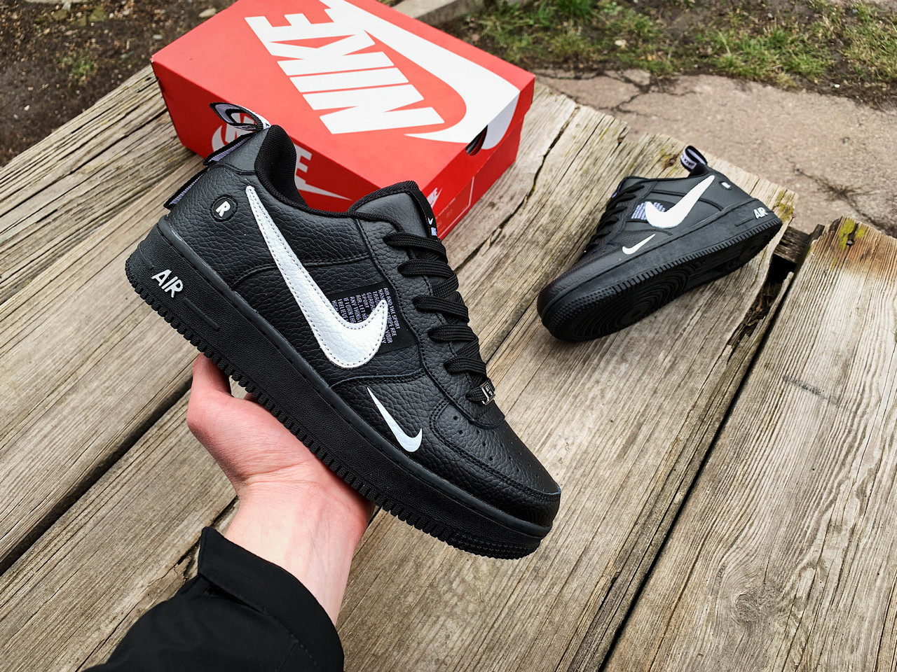 Чоловічі кросівки Nike Air Force 1 (41-46) Black чорні