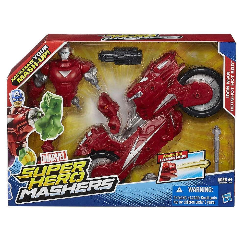 Go Розбірна фігурка Залізна людина з мотоциклом, Iron Man Hot-Shot Hot Rod, Mashers, Marvel, Hasbro M14-138255