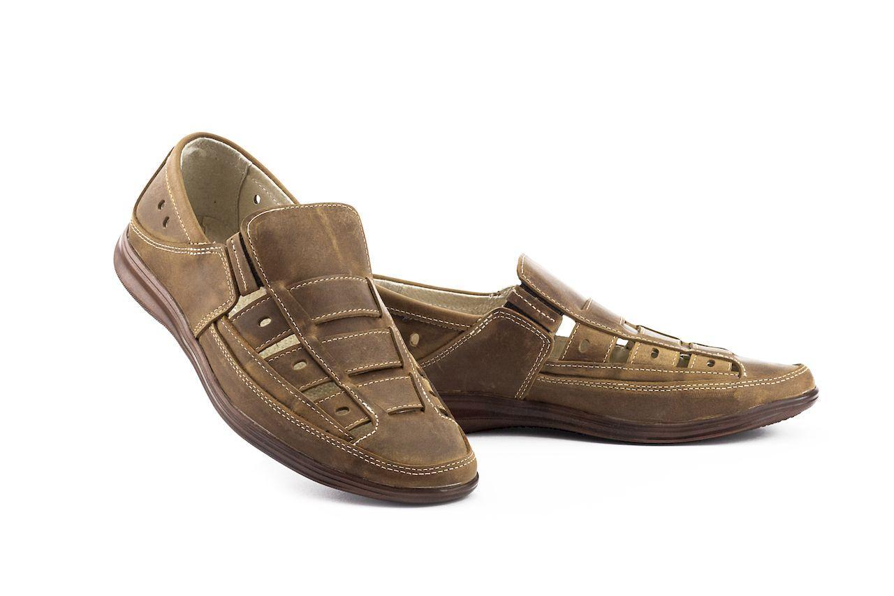 Чоловічі сандалі шкіряні літні оливкові Vankristi 1161, фото 1