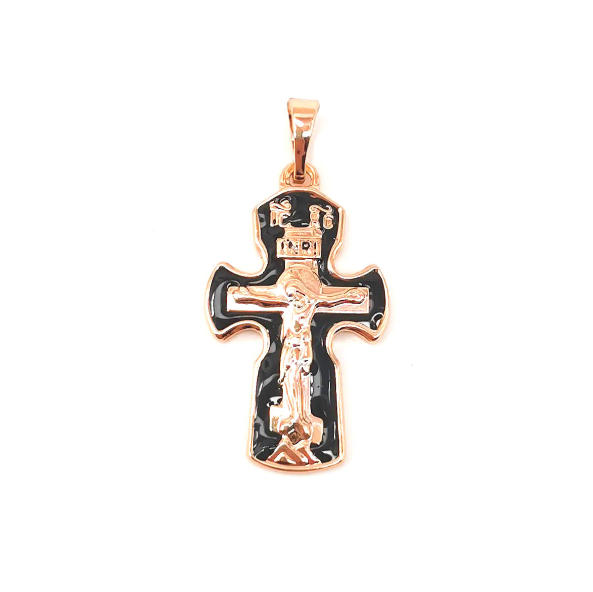 Хрестик Xuping з медичного золота, чорна емаль, позолота 18K, 42484