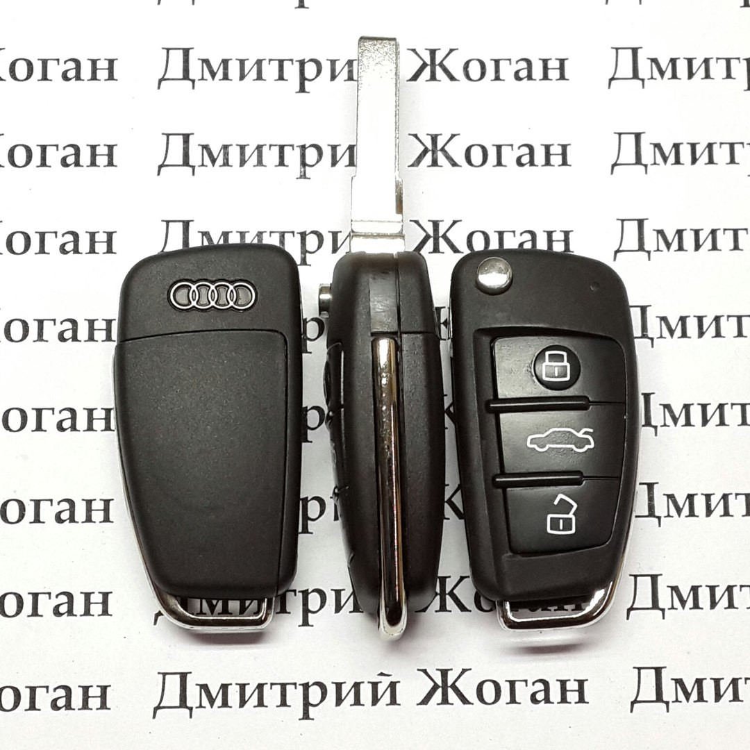 Выкидной ключ Audi (Ауди) 3 кнопки, chip ID48 / 433 MHz (2012-2016 г.) keyless-go (8V0-837-220-D) - фото 1 - id-p547972423