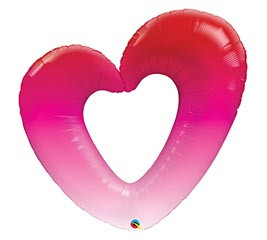 Q 42" Pink Ombre Open Heart Shape Foil Balloon - Pkg. Куля фольгована Серце 14 лютого