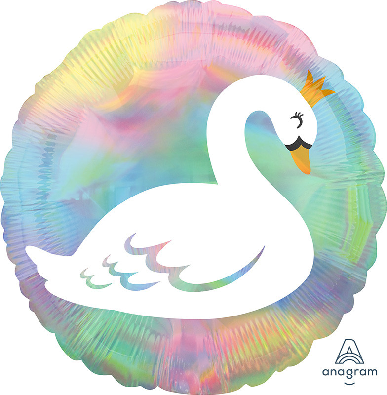 А 18" Iridescent Pastel Swan Foil Balloon. Фольгована куля Царівна лебідь