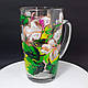 Чашка з вітражним розписом ручної роботи 430 мл" Яблуневий цвіт ", фото 2