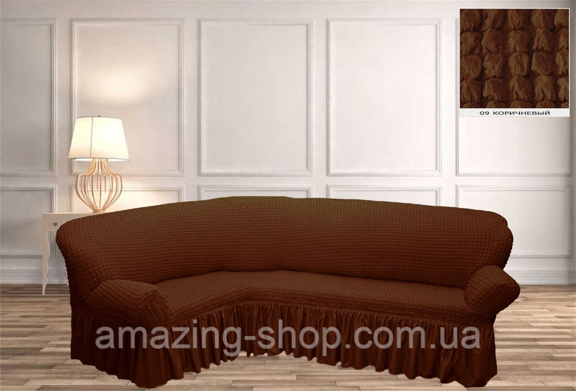 Чохли Турецькі на кутовий диван <unk> Дивандеки на кутовий диван <unk> Накидки на диван <unk> Колір — Коричневий, фото 1