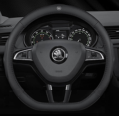 Чохол обплетення D-подібний чорний на кермо для автомобіля Škoda