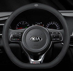 Чохол обплетення D-подібний чорний на кермо для автомобіля Kia