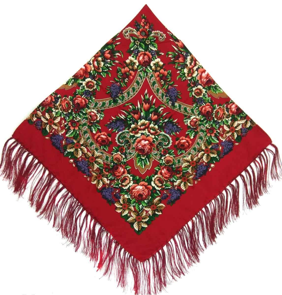 Хустка народна 140х140 бордова
