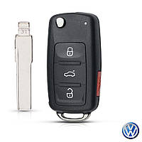 Корпус викидного ключа VW Jetta 6 USA Фольксваген Джета (3+1 кнопки Panic+Логотип VW Blue)