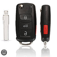 Корпус выкидного ключа VW Passat B7 USA (3+1 кнопки Panic+Логотип VW Black)
