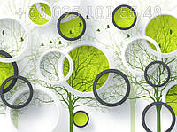 Фотообои картинка. Фото 0002. Обои 3D зеленые круги абстракция.