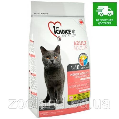 1st Choice Adult Cat Indoor Vitality з куркою, 2,72 кг