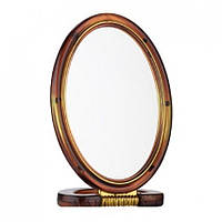Зеркало настольное двухстороннее 12,2 х 8,3 см пластиковое коричневое Mirror 430-5