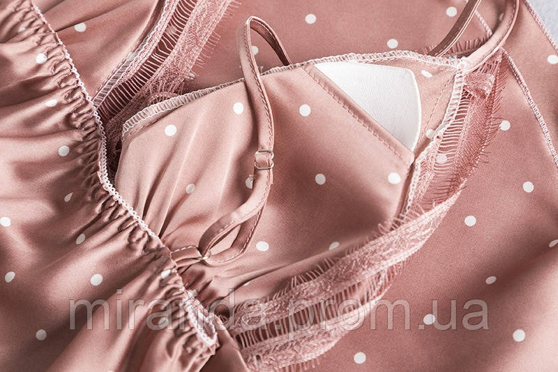 Комплект шелковый женский халат и ночная сорочка. Набор для сна в стиле Victoria's Secret, размер M (розовый) - фото 7 - id-p1347351497