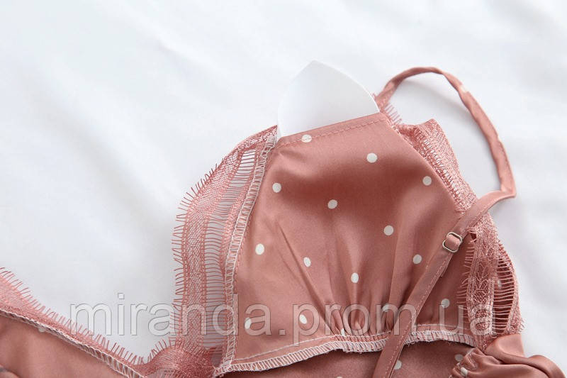Комплект шелковый женский халат и ночная сорочка. Набор для сна в стиле Victoria's Secret, размер M (розовый) - фото 9 - id-p1347351497