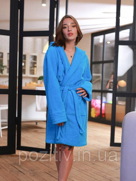 Махровий Халат жіночий короткий (банний халат жіночий), фото 1