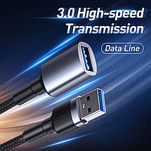 USB-кабель подовжувач Baseus Cafule USB 3.0 CADKLF-B0G (AM/AF штекер — гніздо, Темно-сірий, 1 м), фото 3