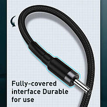 Кабель Baseus Cafule Cable USB 2.0 к DC 3.5 mm 2 A CADKLF-G1 (Чорний/Сірий, 1 м), фото 2