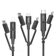 Кабель USB Baseus Excellent 3in1 MicroUSB + Lightning + Type-C 2А CA3IN1-ZY01 (Чорний, 1.2 м), фото 2