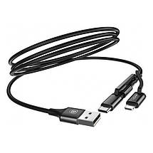Кабель USB Baseus Excellent 3in1 MicroUSB + Lightning + Type-C 2А CA3IN1-ZY01 (Чорний, 1.2 м), фото 3