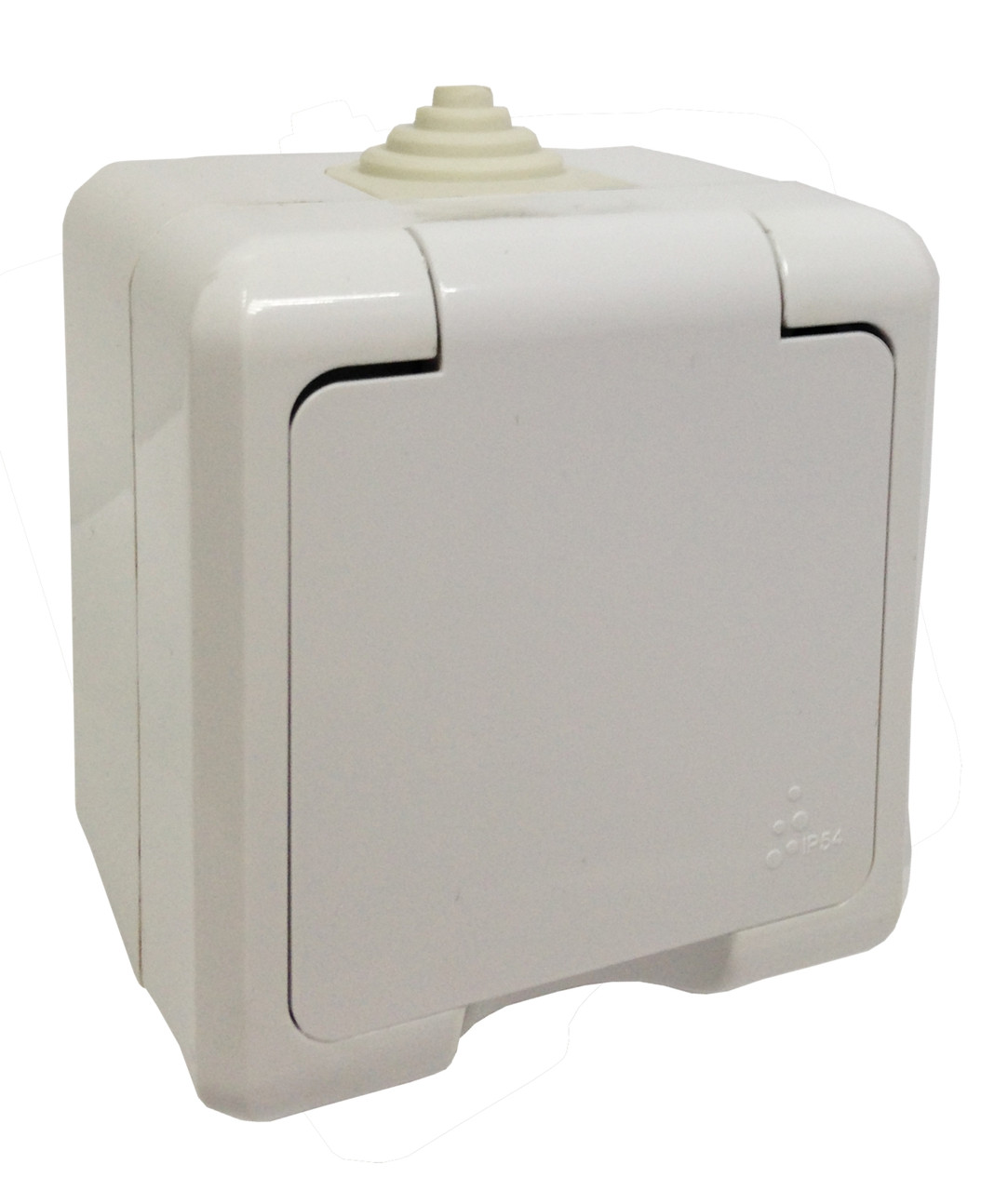Розетка AQUA одинарна вологозахисна з кришкою з/з накл. біла 16А IP54 (18127) ТМ LUMANO
