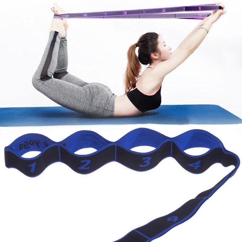 Эластичный ремень для йоги, черный с синим - фото 1 - id-p1347446222