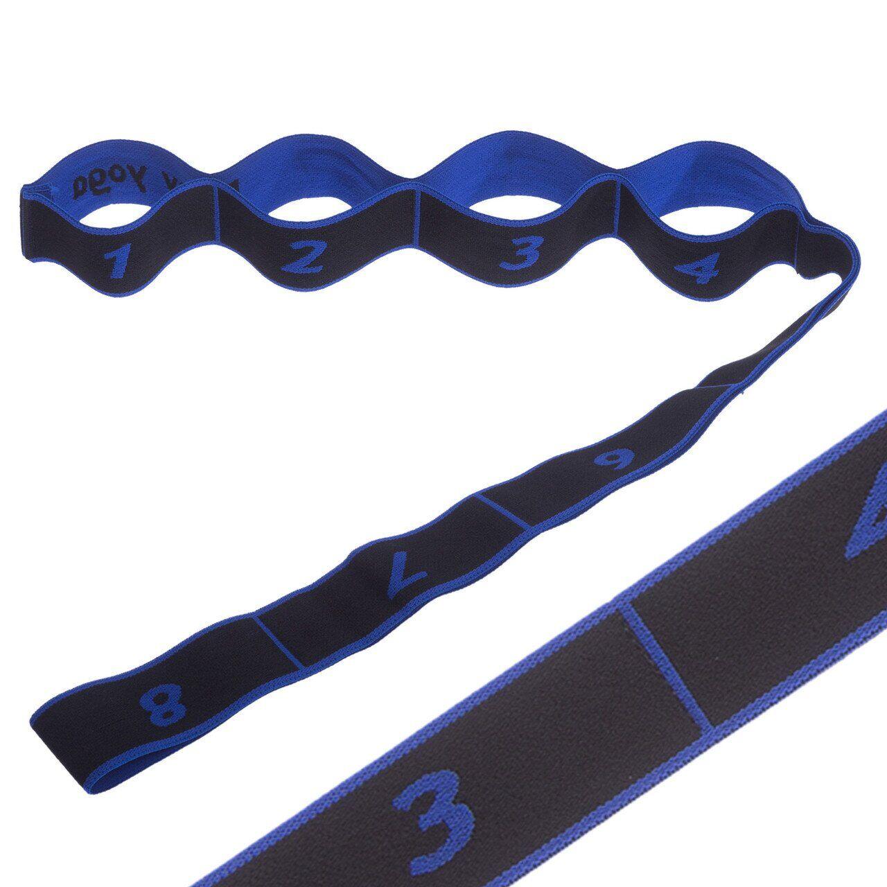Эластичный ремень для йоги, черный с синим - фото 2 - id-p1347446222
