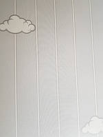 Метровые виниловые обои на флизелине AdaWall Ada Kids детские облака тучки белые серебристые на светло сером