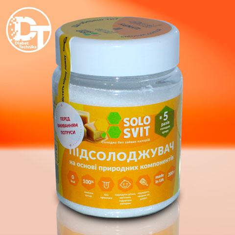 Підсолоджувач "SoloSvit" банку 200 р. в 5 разів солодше цукру