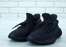 Чоловічі кросівки Adidas Yeezy 350 Black чорні, Повний рефлектив. ТОП Репліка ААА класу., фото 2