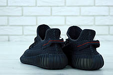 Чоловічі кросівки Adidas Yeezy 350 Black чорні, Повний рефлектив. ТОП Репліка ААА класу., фото 3