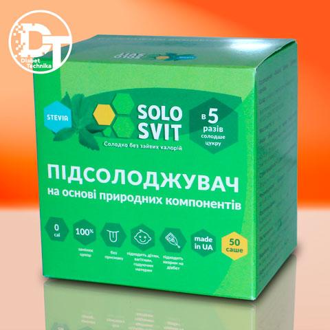 Підсолоджувач "SoloSvit Stevia" саше 50 шт. уп'ятеро солодше цукру