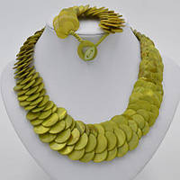 Комплект Чешуя Жовто-зелений Перламутр