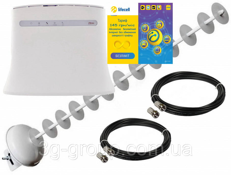ZTE MF283U, антена "Стріла MIMO" 1700-2700 МГц 2*20dBi + Lifecell Повний Безліміт 199 грн/міс