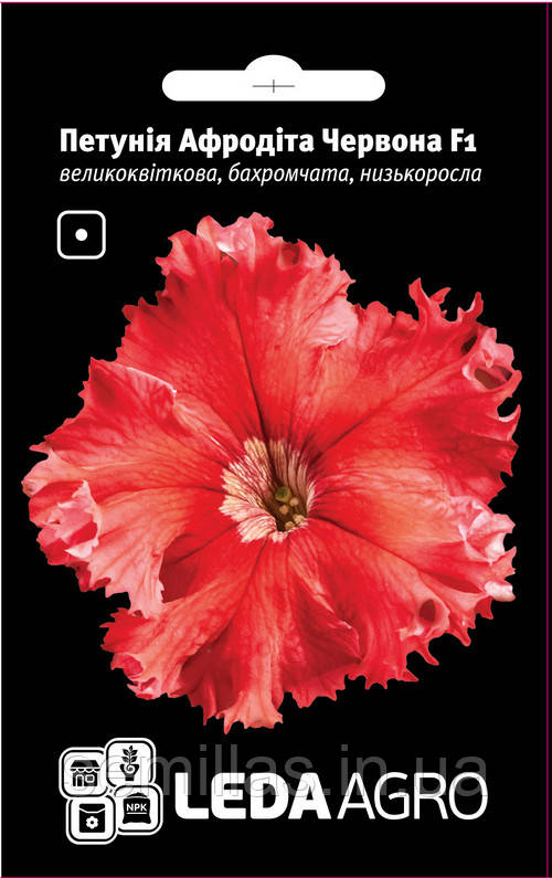 Насіння петунії Афродіта F1, червона, 10 шт. (драж.), бахромчата грандифлора