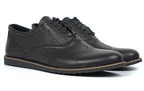 Туфлі чоловічі полегшені комфорт чорні шкіряні броги демісезонний взуття Rosso Avangard Romano Black Floto EVA