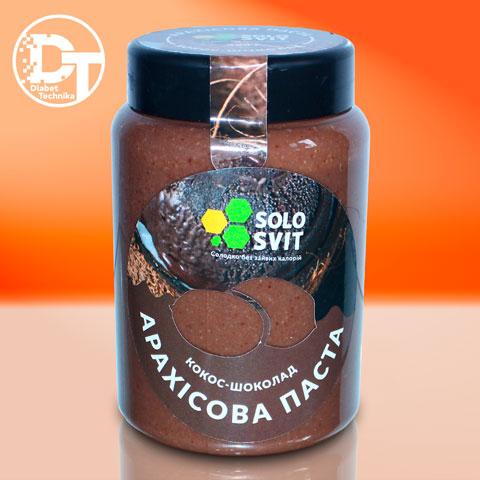 Арахісова паста "SoloSvit" КОКОС-ШОКОЛАД, 400 р. без цукру