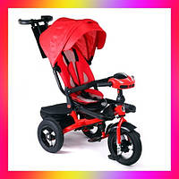 Детский трехколесный велосипед коляска Baby Trike 6088 с игровой панелью и поворотным сиденьем Красный