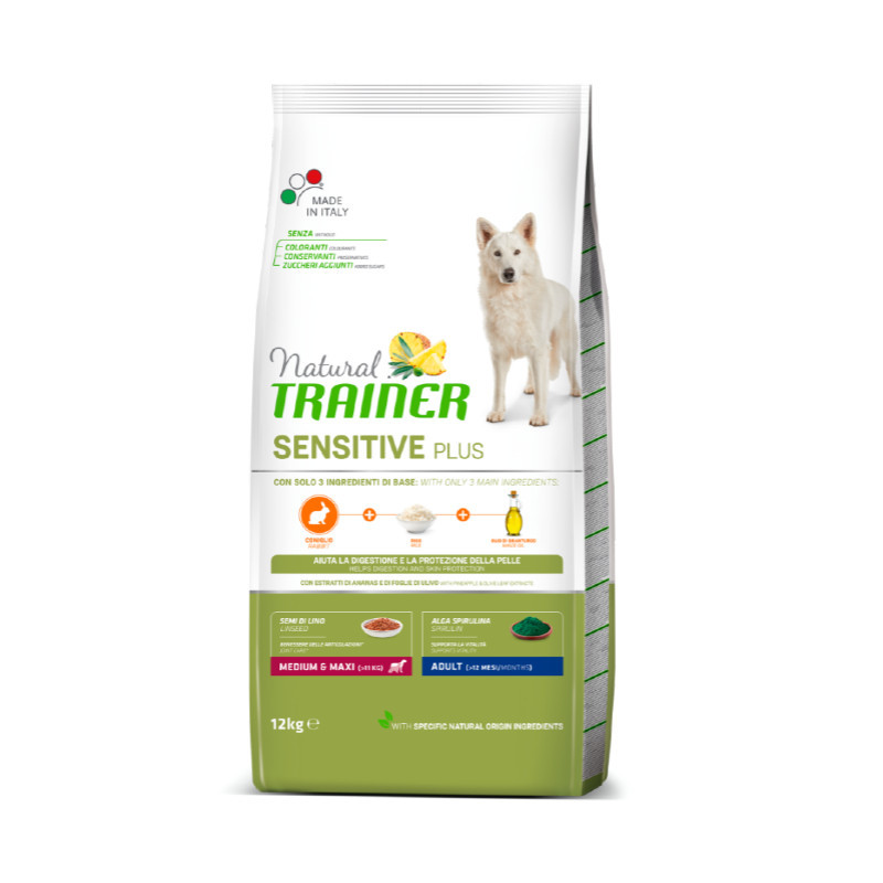 Натурал Тренер - Сухий корм з кроликом для собак середніх та великих порід з чутливим травленням (12 кг)