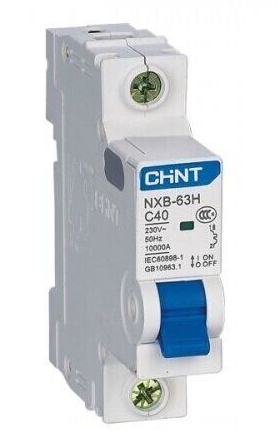 Модульный автоматический выключатель CHINT Electric NXB-63 1P 40А 6кА х-ка C для крепления на DIN-рейку - фото 2 - id-p1347615017