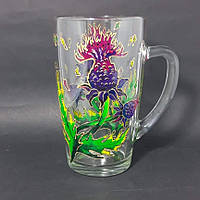 Чашка с витражной росписью ручной работы 430 мл " Чертополох"