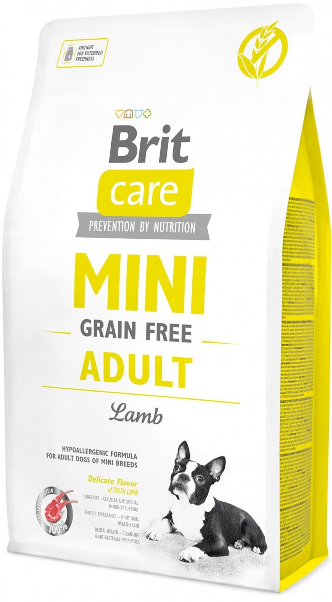 Сухий беззерновий корм для дорослих собак мініатюрних порід Brit Care (Брит Каре) з ягням 7 кг