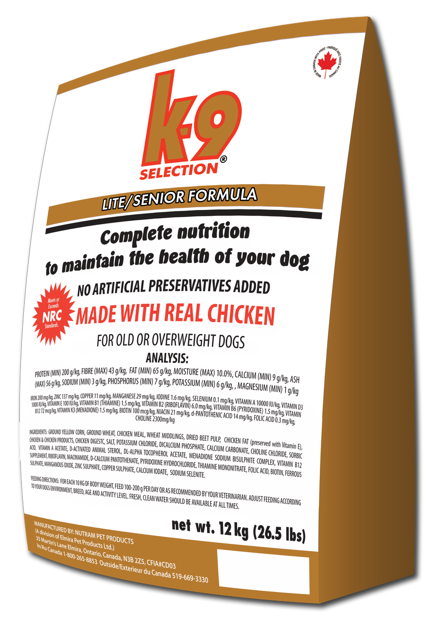 K9 Selection (К9 Селекшн) Lite/Senior Formula, корм для літніх і схильних до ожиріння собак (12 кг)