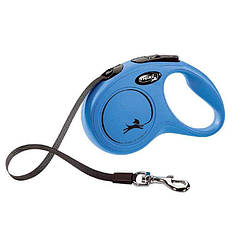 Повідець-рулетка для собак Дрібних порід Flexi (Флексі) New Classic S Синій - Стрічка 5 м. до 15 кг.