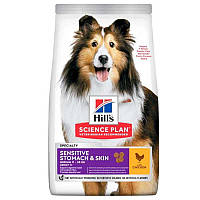 Сухой корм для взрослых собак средних пород с чувствительным желудком и кожей Hills ( Хилс) с курицей 14 кг