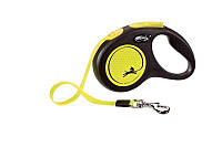 Поводок-рулетка для светящихся собак в темноте Flexi (Флекси) New Neon - Желтая Лента S