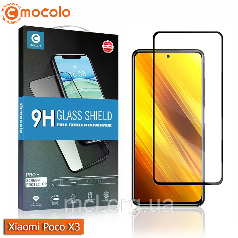 Захисне Full Glue скло Mocolo Xiaomi Poco X3 (Black)